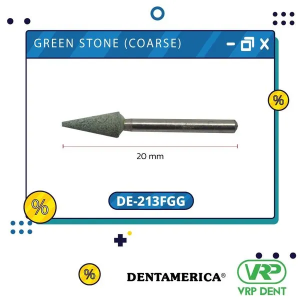 Dentamerica Green stone (coarse) finishing burs Cone กรอเร็ว 12pcs