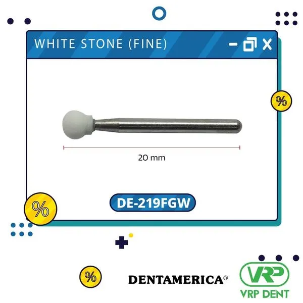 Dentamerica White stone (fine) finishing burs Round กรอเร็ว 12pcs