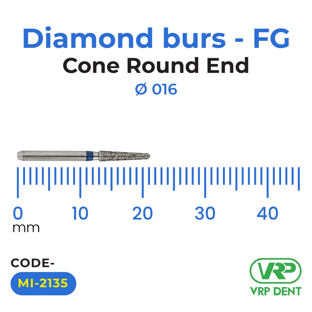 Microdont Diamond burs - FG Cone Round End 1 pc. 016