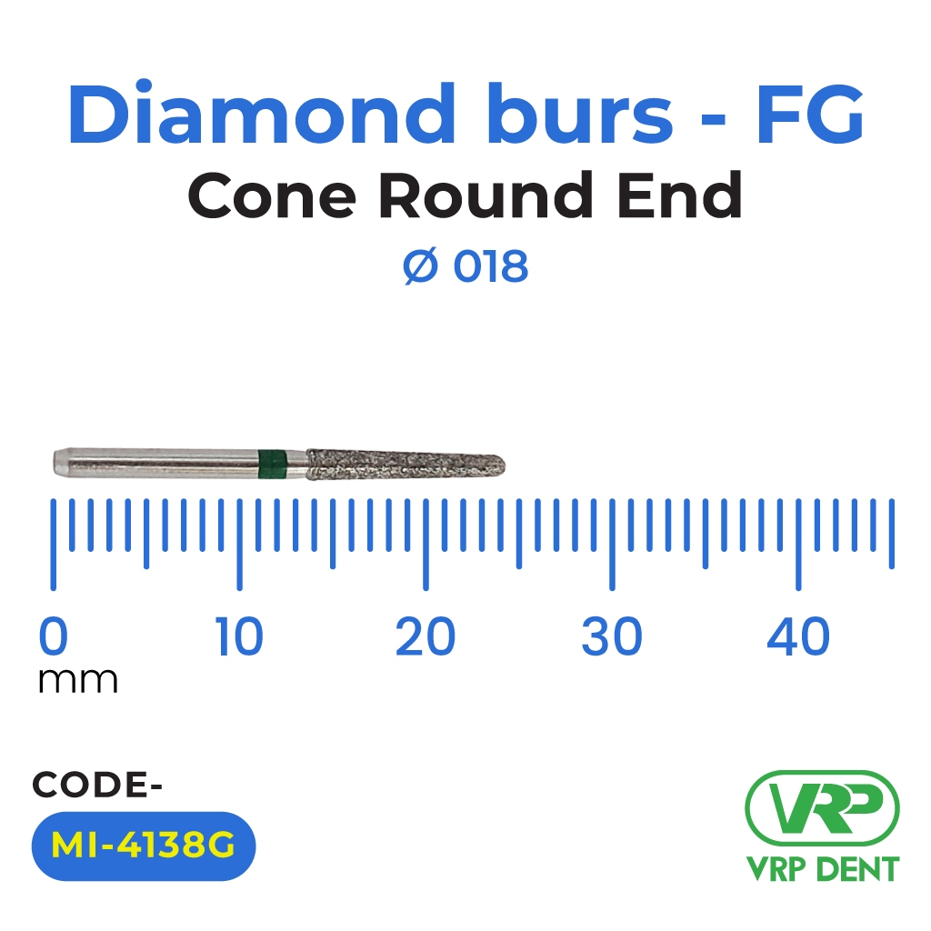 Microdont Diamond burs - FG Cone Round End 1 pc. 018